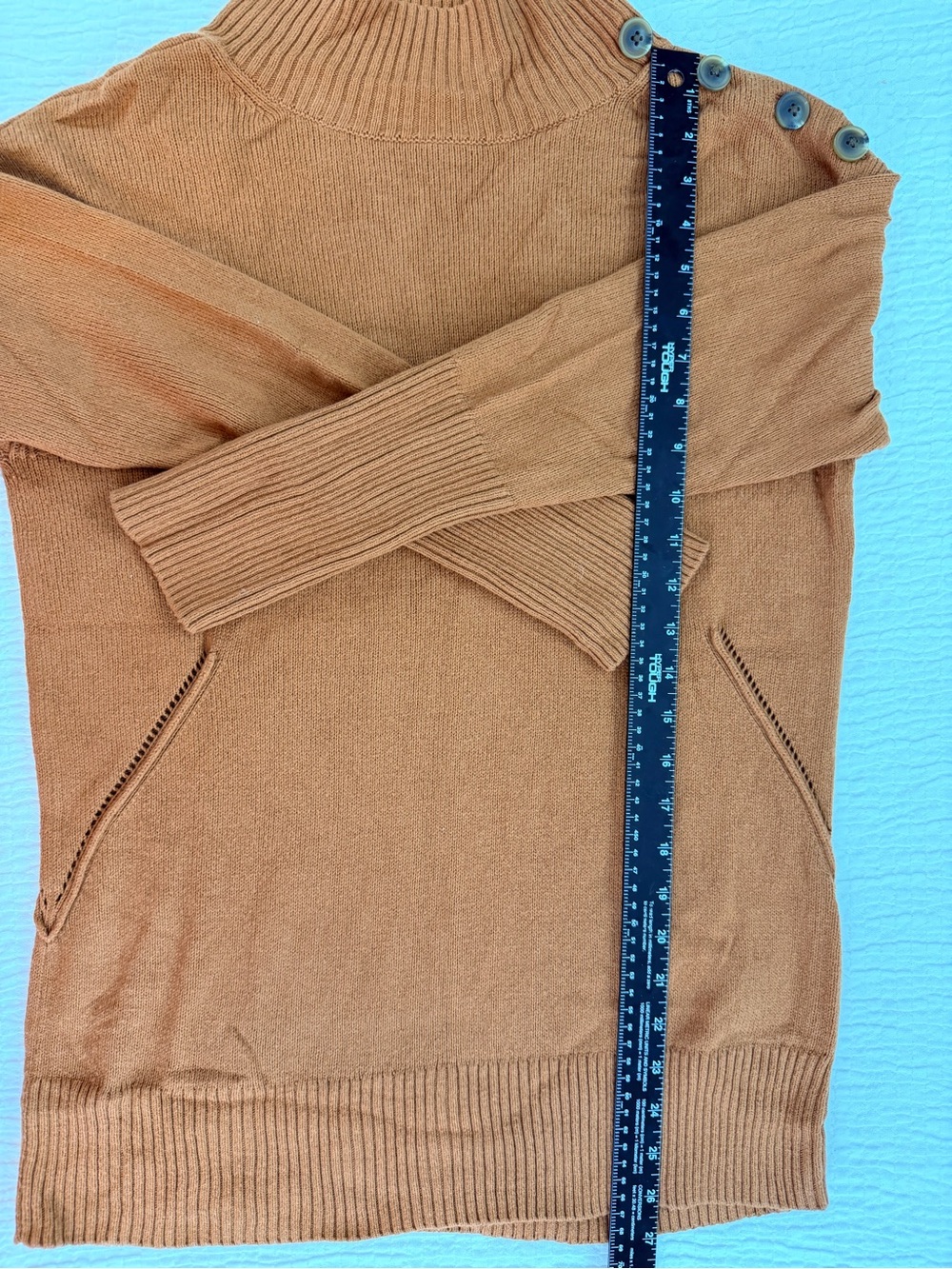 Talbots Rust Button-Shoulder Mock Neck Sweater | Fall Classic - Picture 8 of 9